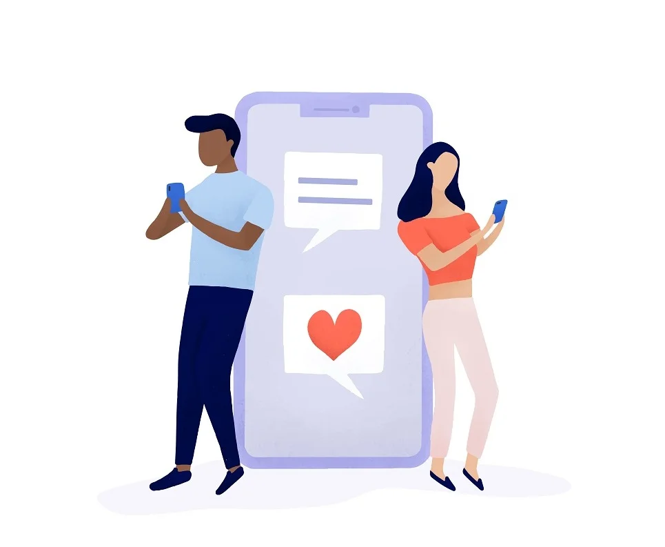 Couple chatting on social media